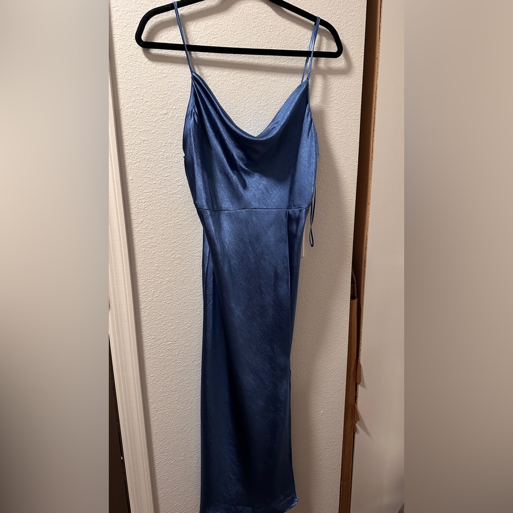 Cotton Candy LA Blue Raya Satin Slip Dress